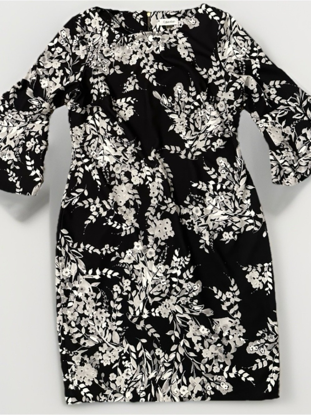 Calvin Klein Black & White Floral Midi Dress